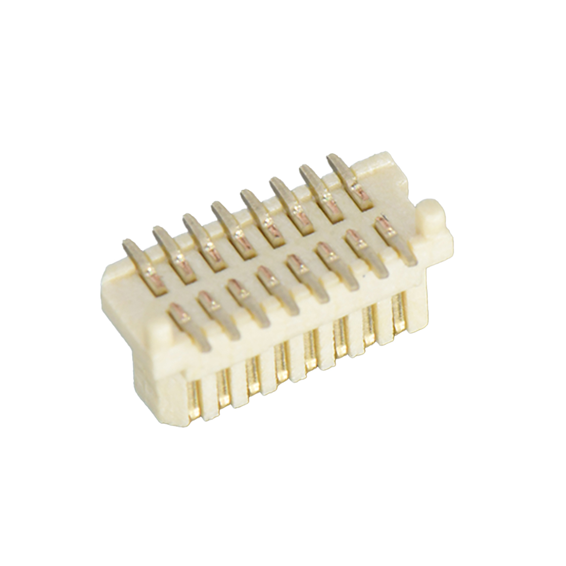 Board to Board 0.80mm 单槽双排侧插带柱 SMT型公座 16pin 米黄色 镀全金G/F